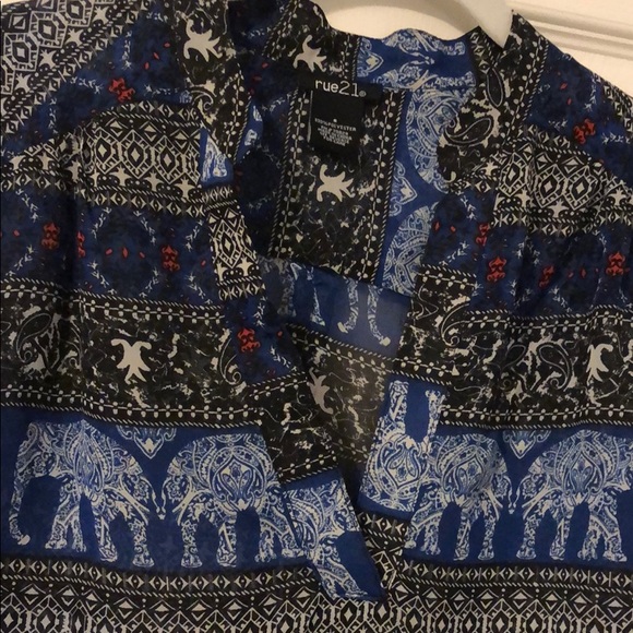 Rue 21 Elephant Long Sleeve Boho EUC - Picture 2 of 6